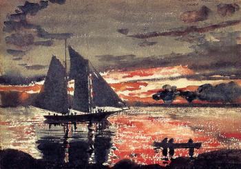 Winslow Homer : Sunset Fires